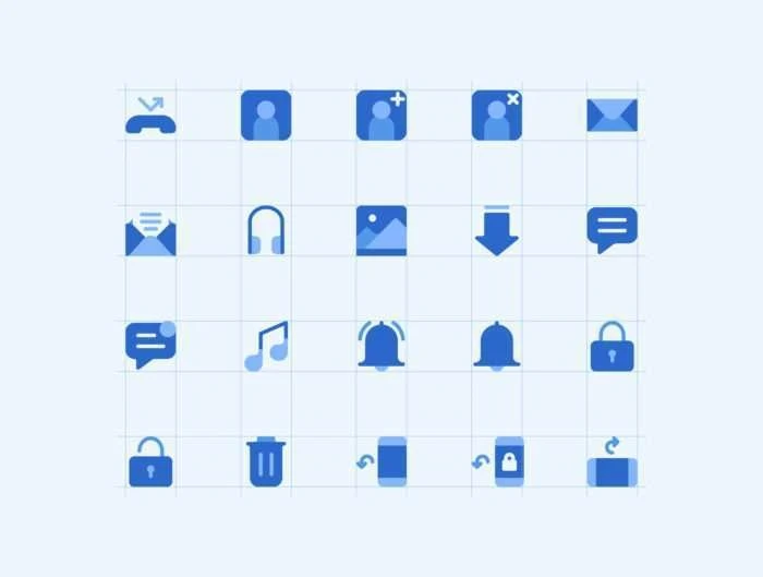 180 Mobile Functions Icons Blue Colored