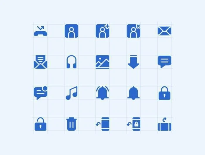 180 Mobile Functions Icons Blue Colored