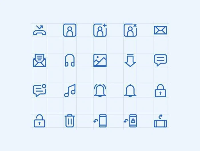 180 Mobile Functions Icons Blue Colored
