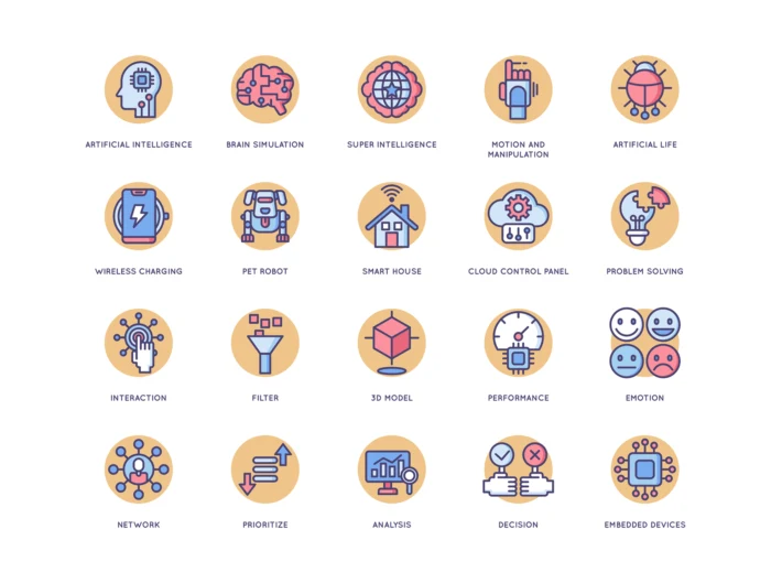 60 Artificial Intelligence Icons - Butterscotch Series