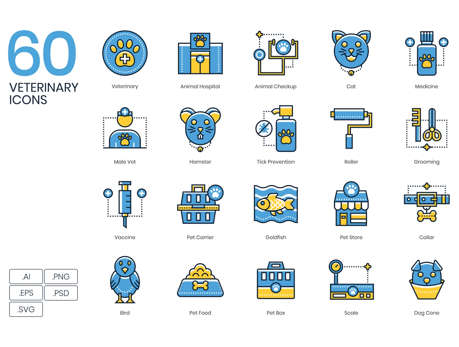 60 Veterinary Icons - Kinetic Series