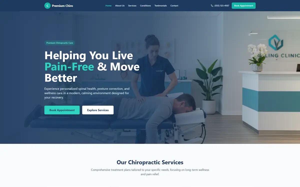Chiropractor AI Studio Website Template for GoHighLevel