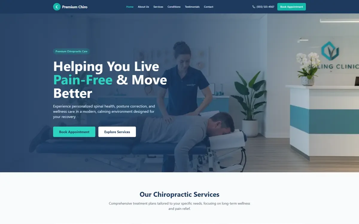 Chiropractor AI Studio Website Template for GoHighLevel