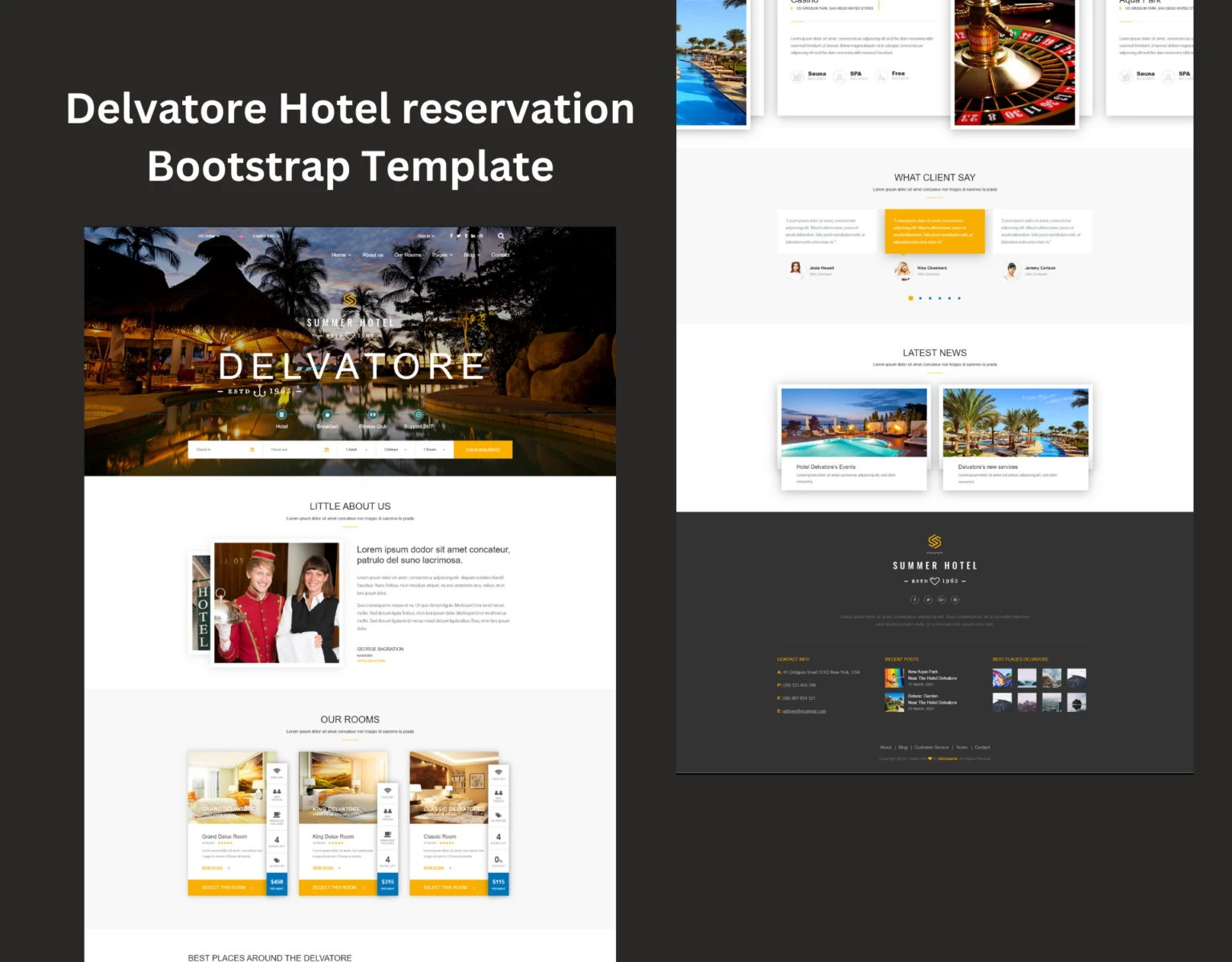 Delvatore Hotel reservation Bootstrap Template