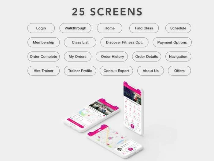 GET FIT - Find NearBy Fitness Classes App UI Kit