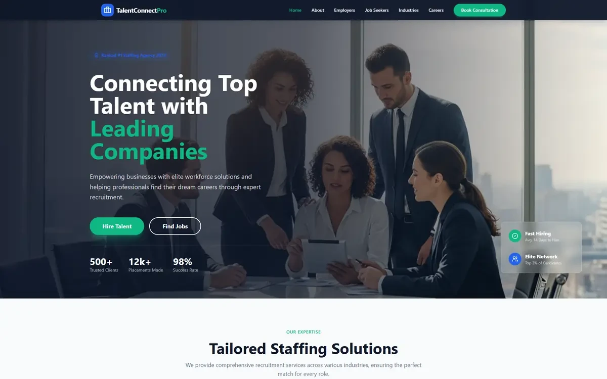 Hiring and Staffing AI Studio Website Template for GoHighLevel