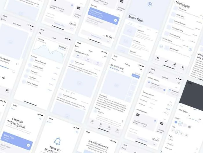 Krom Mobile Wireframe Kit