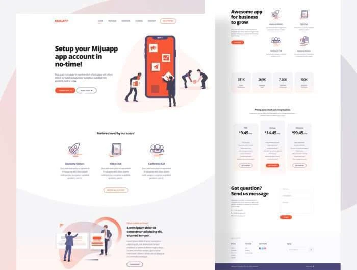 Mijuapp Mobile App Landing PSD Template