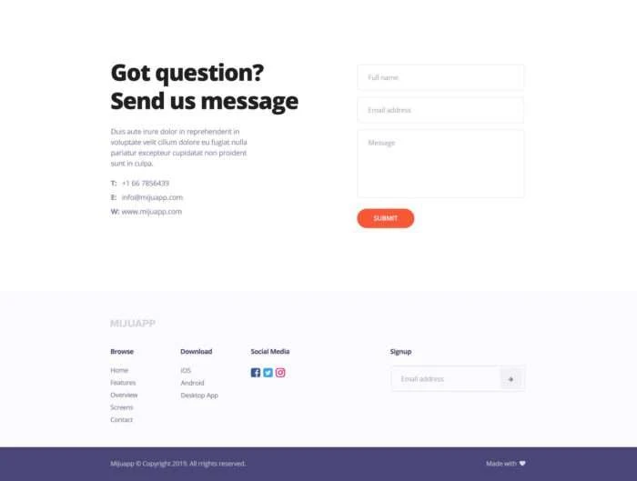 Mijuapp Mobile App Landing PSD Template