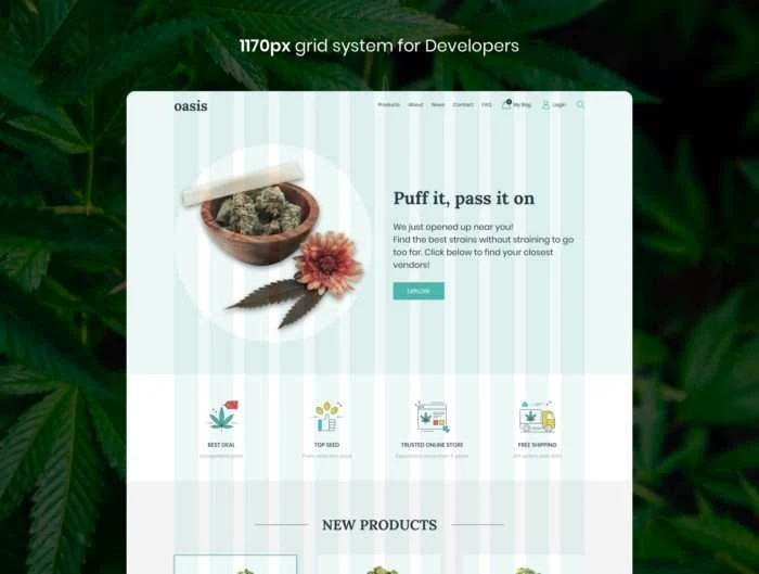 Oasis - Marijuana eCommerce Sketch Template