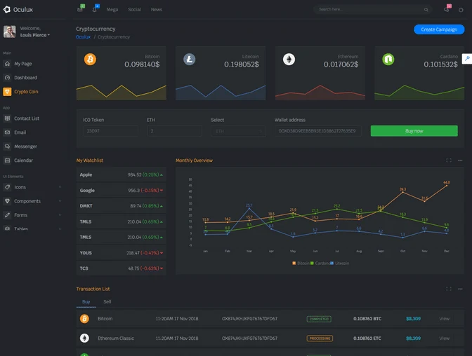 Oculux - Bootstrap 4x Admin Dashboard