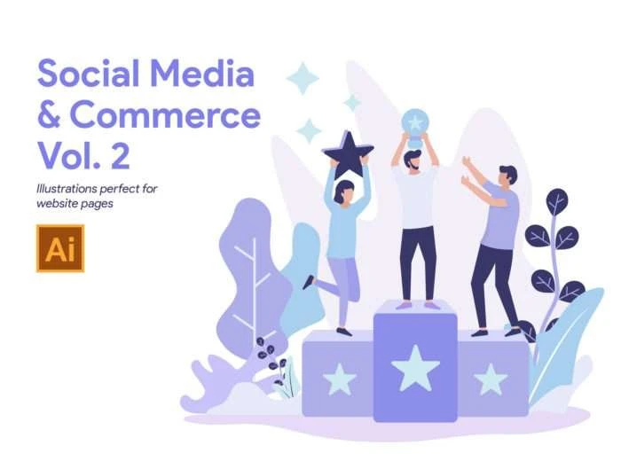 Social Media and Commerce Illustration Vol. 2