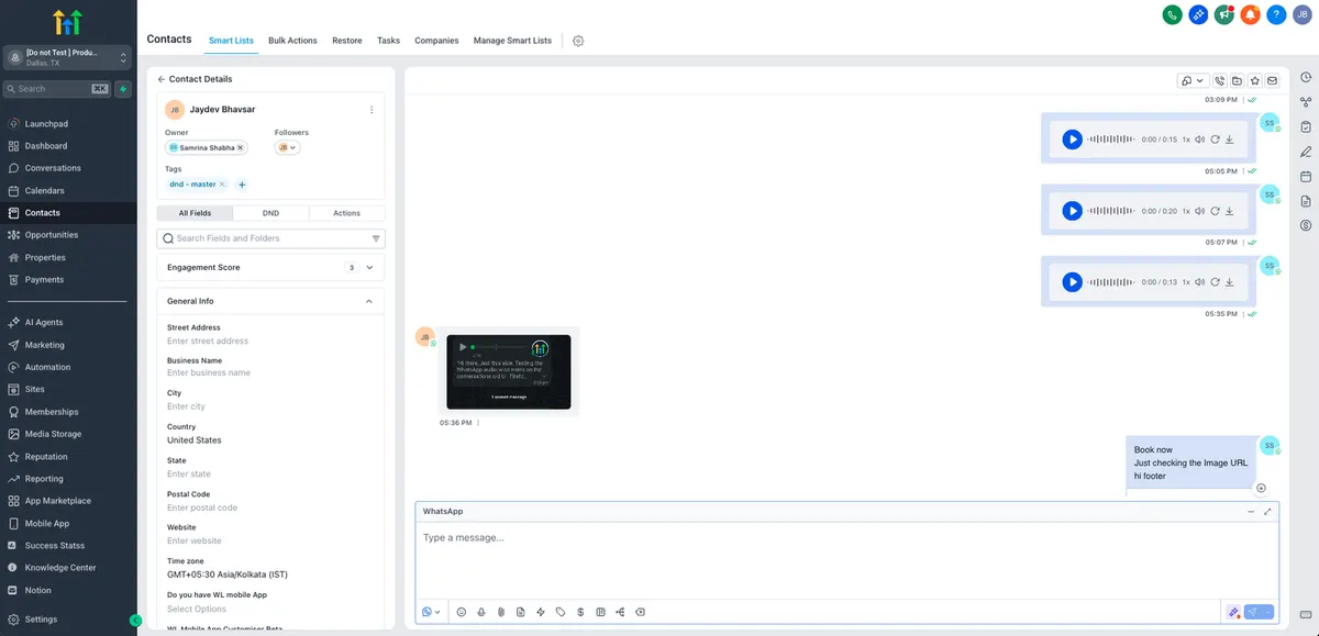 Improve customer conversations using GoHighLevel’s native WhatsApp voice notes with built-in transcription support.