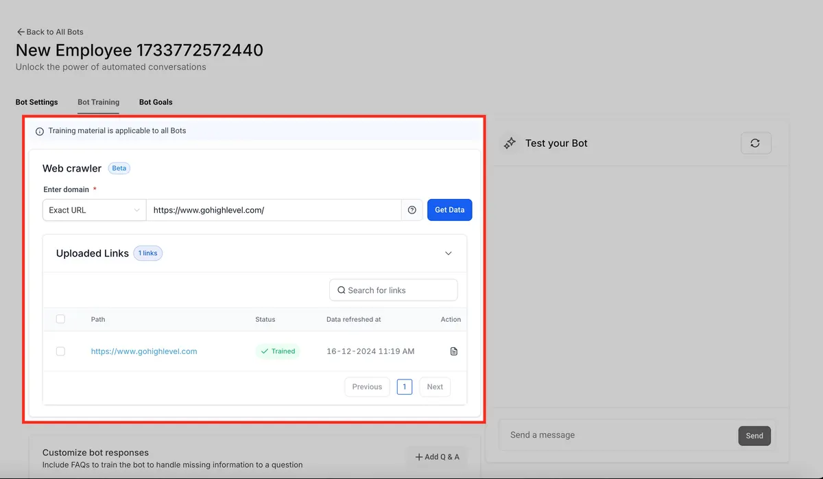 Master AI Bot Training: Web Crawler & Custom Responses Guide : HighLevel  Support Portal