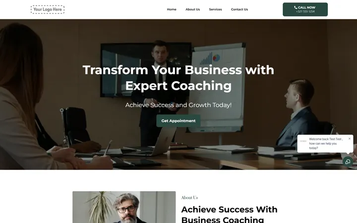 Business Coaching GoHighLevel funnel version 1 home page design