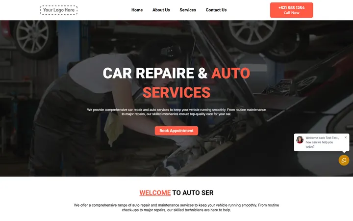 Auto Repair GoHighLevel funnel version 2 home page design