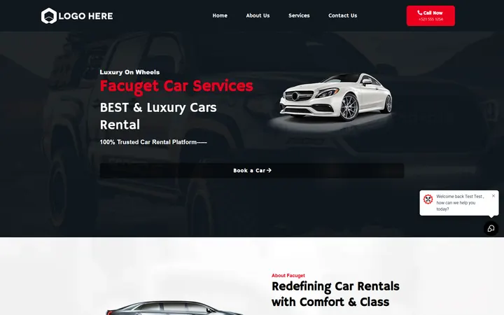 Car Rental GoHighLevel funnel version 1 home page design