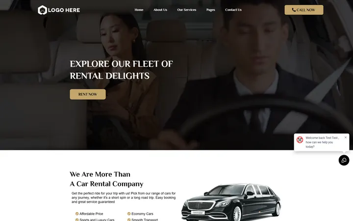 Car Rental GoHighLevel funnel version 2 home page design