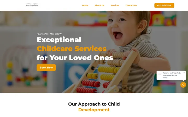 Childcare GoHighLevel funnel version 1 home page design