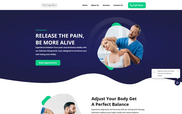 Chiropractic GoHighLevel funnel version 1 home page design