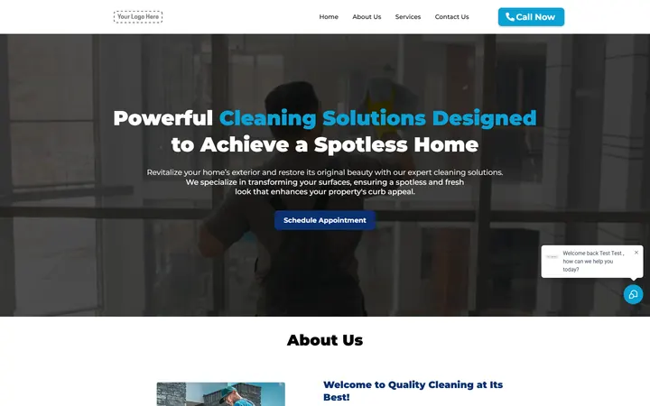Cleaning Services GoHighLevel funnel version 2 home page design
