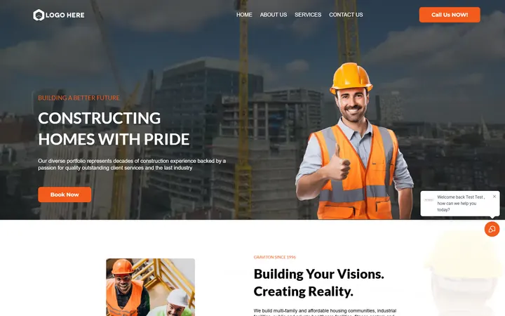 Construction GoHighLevel funnel version 2 home page design