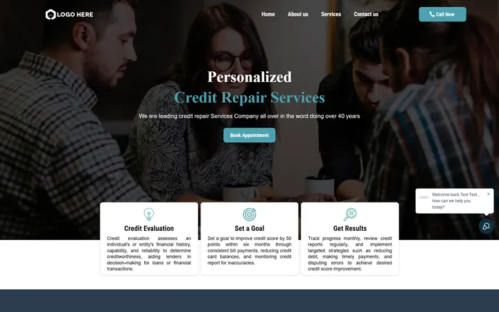Credit Repair GoHighLevel funnel version 1 home page design