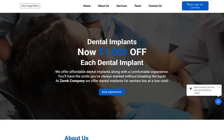 Dental GoHighLevel funnel version 1 home page design