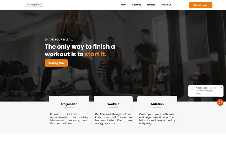 Gym & Fitness GoHighLevel funnel version 1 home page design