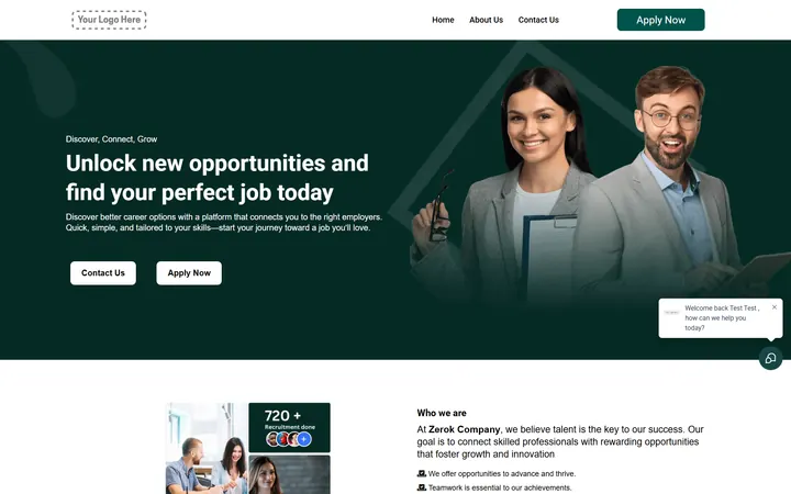 Hiring & Staffing GoHighLevel funnel version 1 home page design