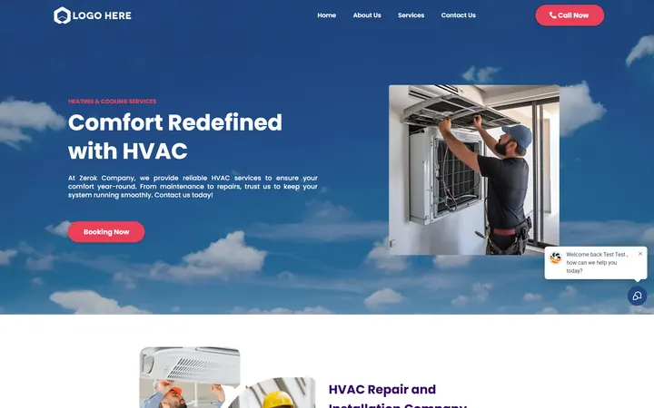 HVAC GoHighLevel funnel version 1 home page design