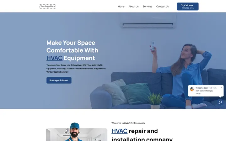 HVAC GoHighLevel funnel version 2 home page design