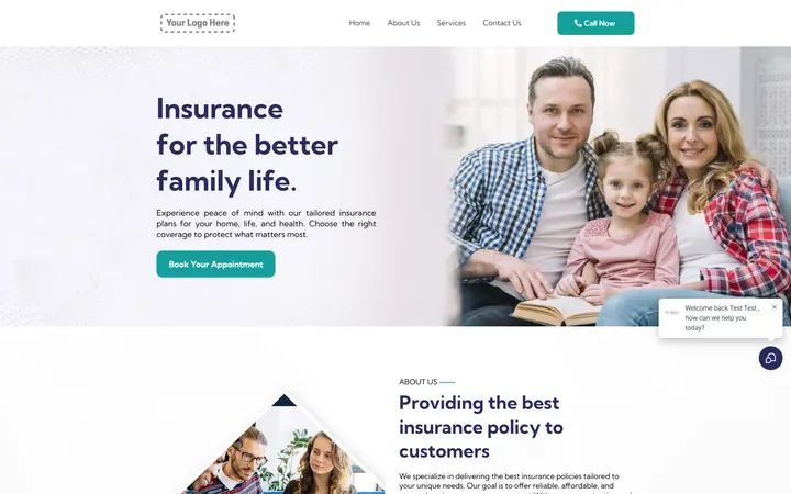 Insurance GoHighLevel funnel version 2 home page design