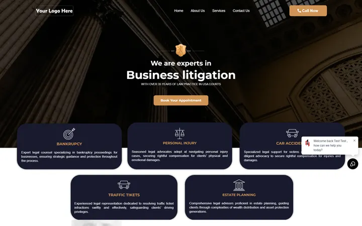 Legal GoHighLevel funnel version 2 home page design