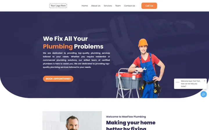 Plumbing GoHighLevel funnel version 1 home page design
