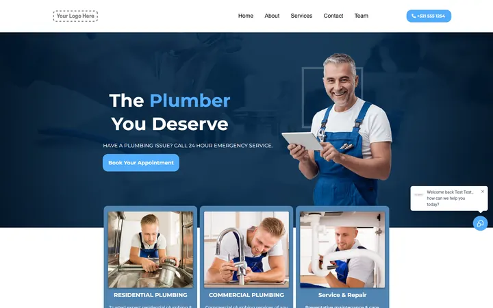 Plumbing GoHighLevel funnel version 2 home page design