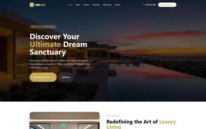 Real Estate GoHighLevel AI Studio website template design 2 home page