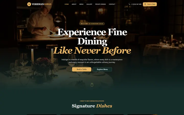 Restaurant GoHighLevel AI Studio website template design 1 home page
