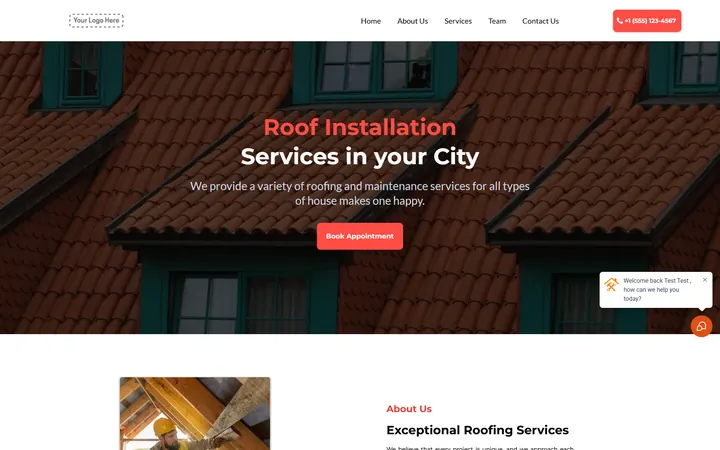 Roofing GoHighLevel funnel version 1 home page design