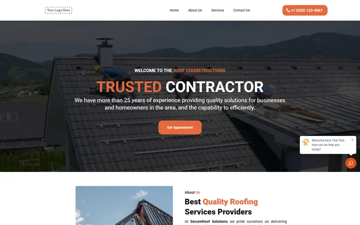 Roofing GoHighLevel funnel version 2 home page design