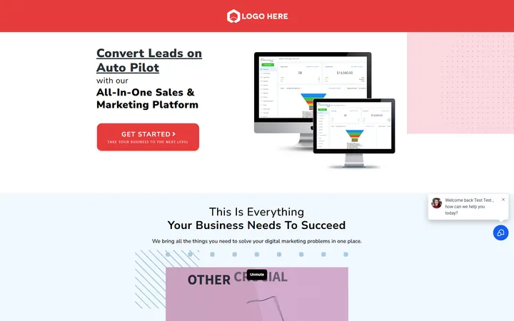 SaaS GoHighLevel funnel version 3 home page design