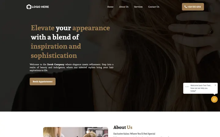 Salon & Barber GoHighLevel funnel version 2 home page design