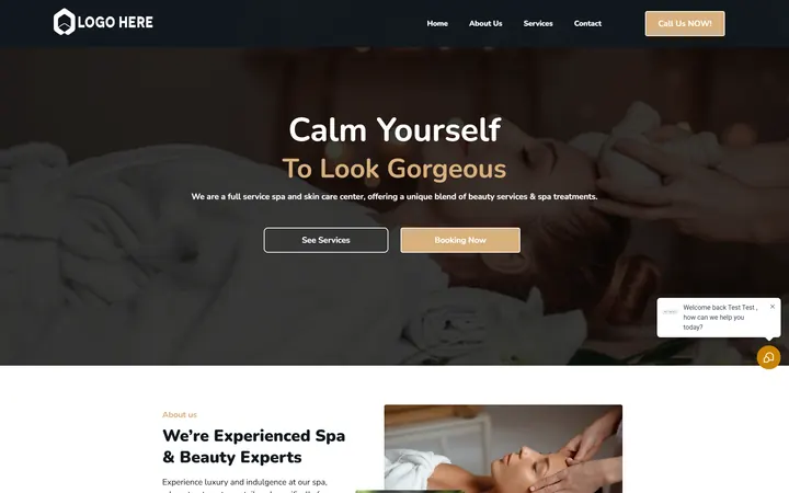 Spa & Wellness GoHighLevel funnel version 1 home page design