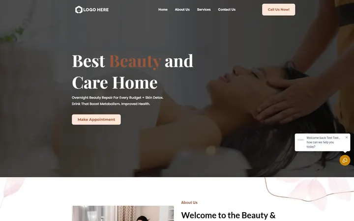 Spa & Wellness GoHighLevel funnel version 2 home page design