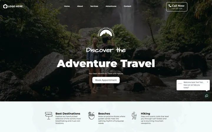 Tourism GoHighLevel funnel version 2 home page design